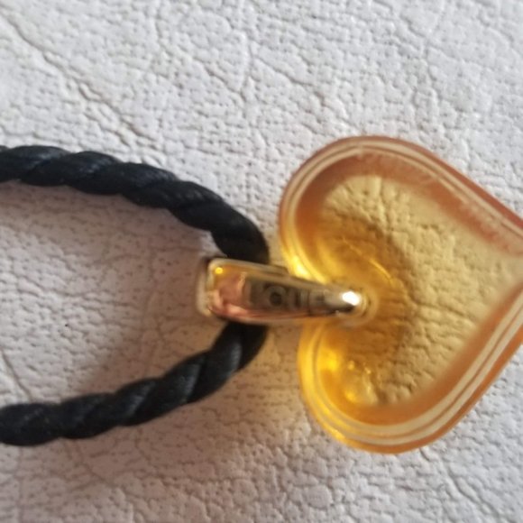 Lalique Amber Crystal Heart Necklace - Picture 7 of 12